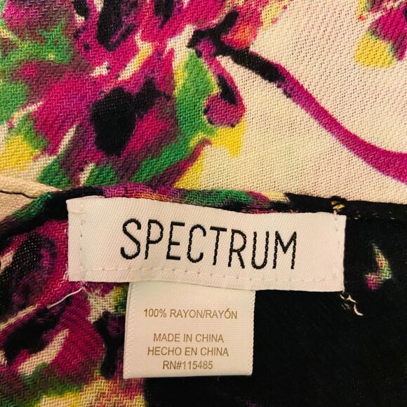 #4815 SPECRUM Black multi color Rayon scarf 38x21 - Picture 3 of 5